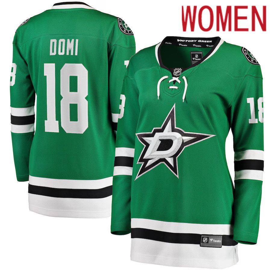 Women Dallas Stars 18 Max Domi Fanatics Branded Green Home Breakaway NHL Jersey